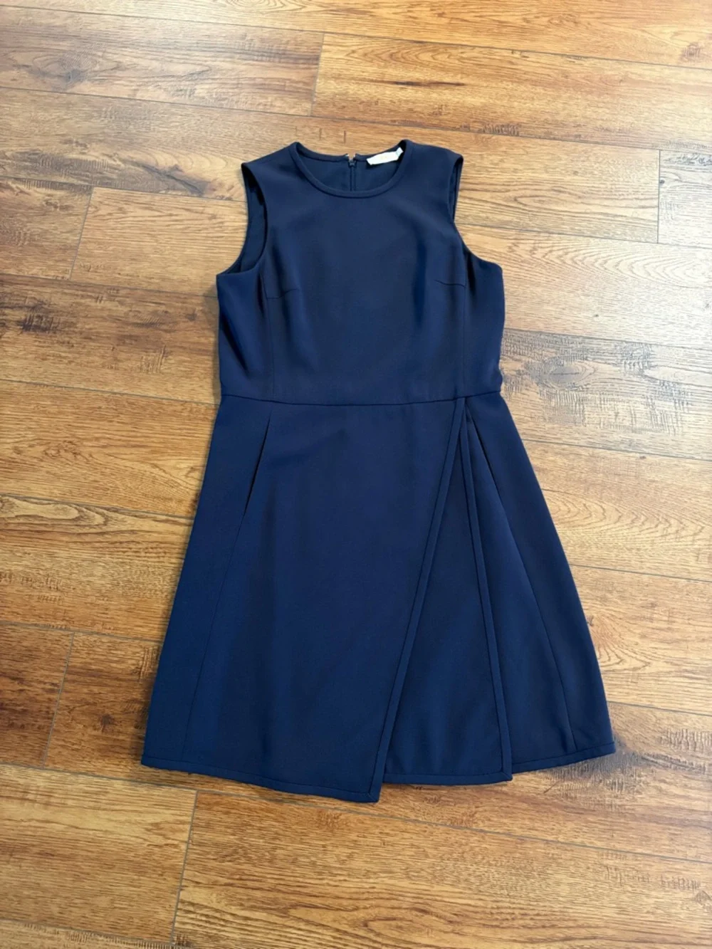 Tory Burch Navy Fit & Flare Dress Size 12 Sleeveless Pockets Lined